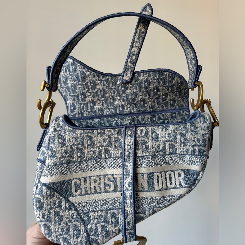 Dior Oblique Jacquard Saddle Bag Blue - Picture 9 of 12